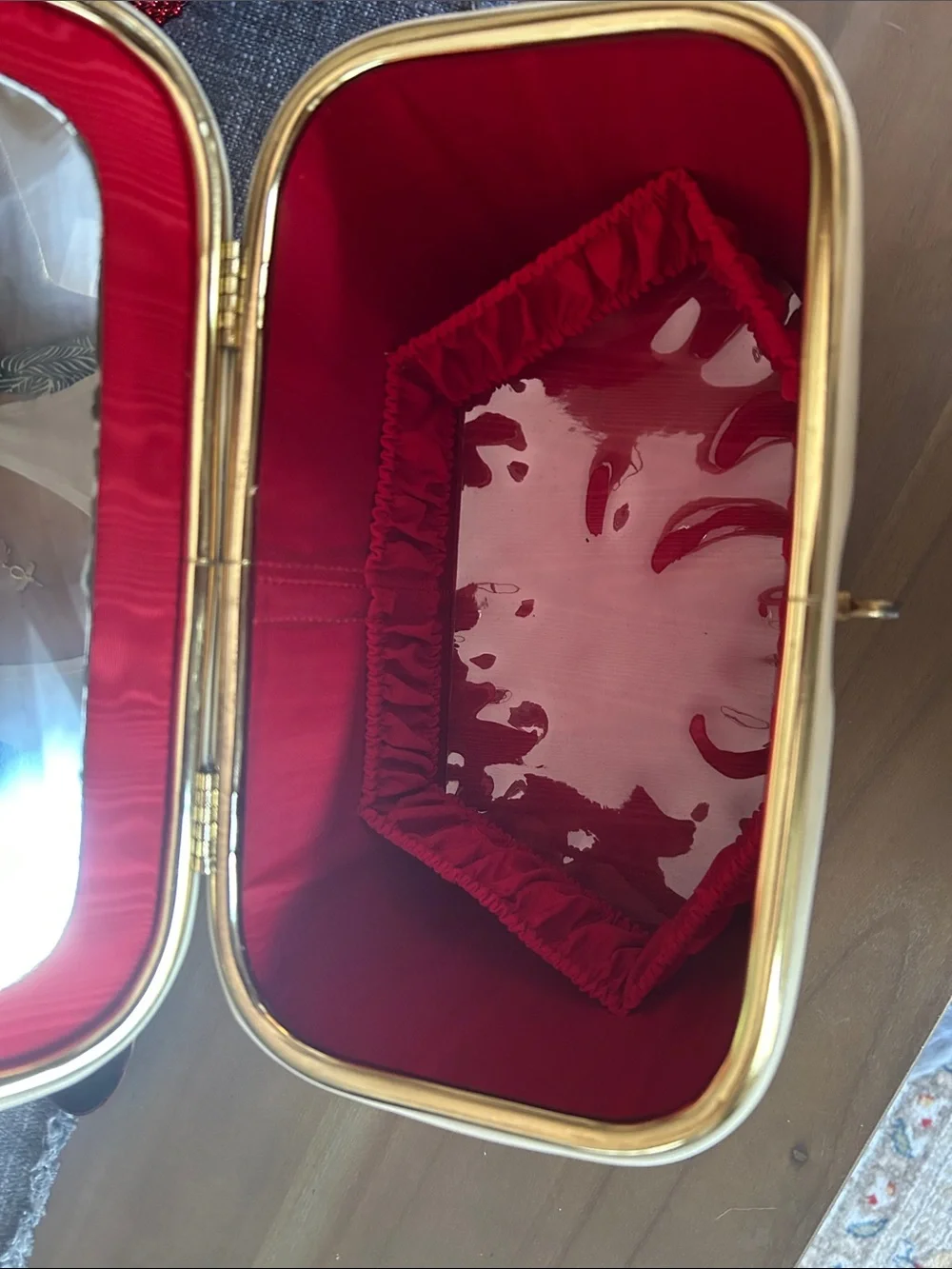 1960s Vintage Mary Kay Cream Cosmetic Case with Gold Hardware